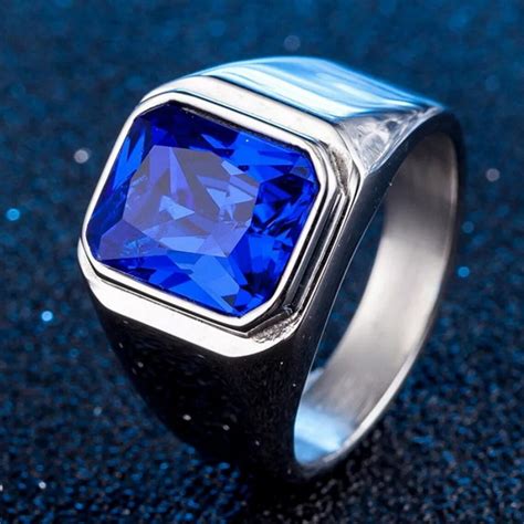 natural blue sapphire mens ring  sterling silver etsy