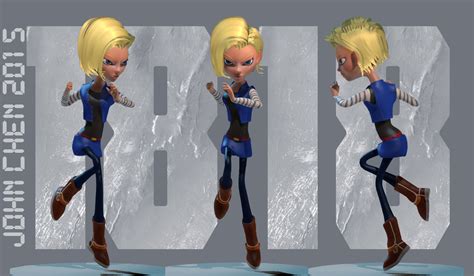 Android 18 Realtime Character Rig 3d Model Rigged Obj Fbx Ma Mb