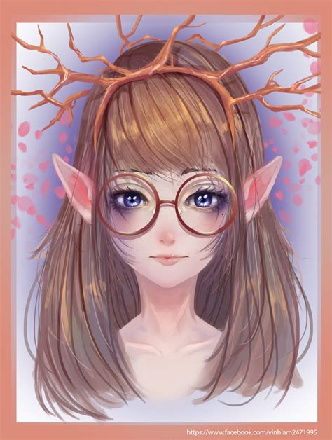 realistic anime girl with brown hair and glasses