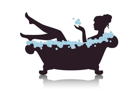woman in a bath with foam bath art bathtub illustration happy art