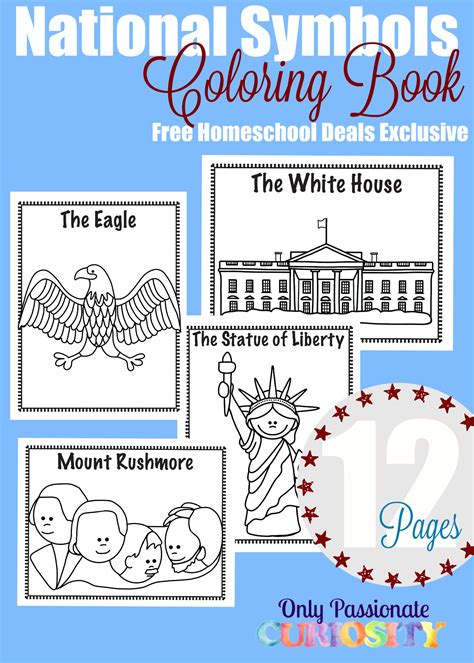 national symbols coloring book instant  coloring pages