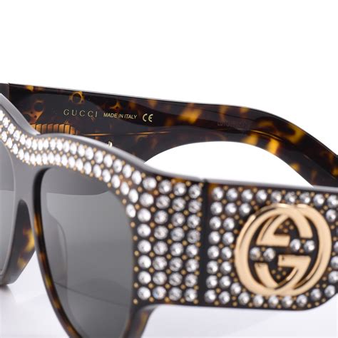 gucci acetate crystal oversize hollywood forever sunglasses gg0144s