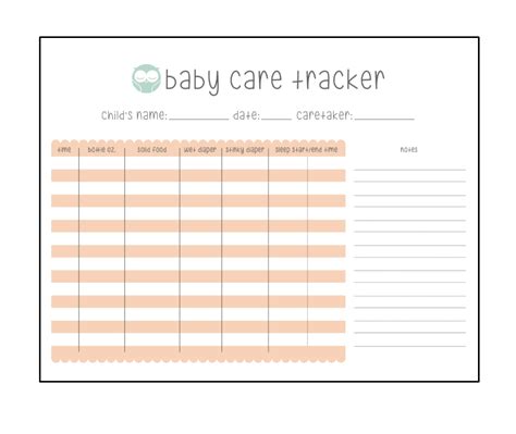 baby tracker  page printable baby log newborn tracker