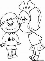 Coloring Pages Kissing Boy Girl Valentines Printable Print Para Colorear sketch template