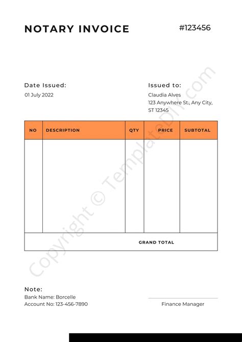 printable notary invoice template