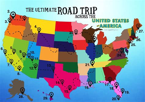 ultimate road trip map       usa hand luggage  travel food