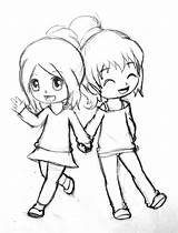 Drawing Girl Boy Easy Anime Cute Friends Friend Hugging Girls Two Friendship Kids Drawings Sketch Boys Sketches Cartoon Pencil Getdrawings sketch template