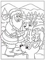 Santa Claus Reindeers Coloring Christmas Kids Pages Color sketch template