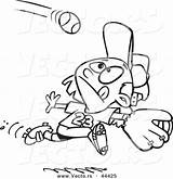 Catch Cartoon Girl Baseball Coloring Focused Vector Outline Running Leishman Ron Royalty sketch template