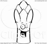 Asparagus Character Happy Clipart Cartoon Coloring Outlined Vector Thoman Cory Royalty sketch template