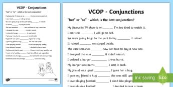 conjunctions word classes ks resources