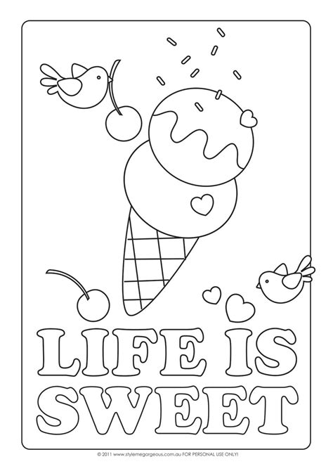 style  gorgeous life  sweet  coloring page ice cream