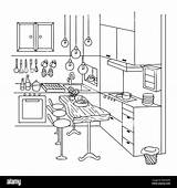 Cucina Keuken Interno Disegnata Elemento Illustrazione Getrokken Sveglia Disegnato Interna Progettazione Carino Boekpagina Ontwerpelement Kleurende Binnenlandse Ovens sketch template