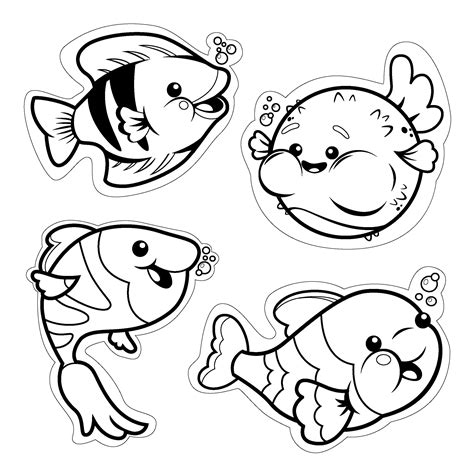 cute fish cut outs fish coloring page coloring pages  kids summer