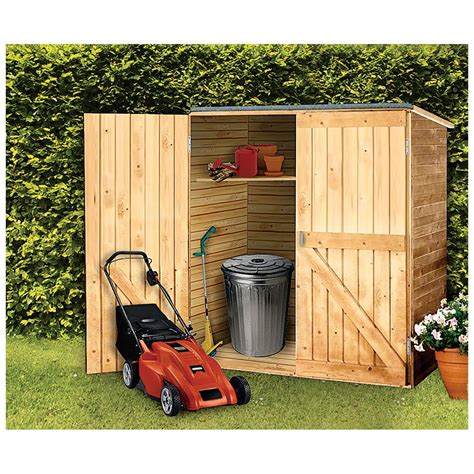 solid wood outdoor storage shed  patio storage  sportsmans
