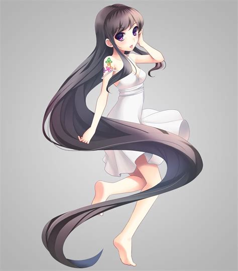 anime picture search engine 1girl absurdly long hair barefoot black