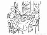 Dinner Coloring Family Pages Table Dining Eating Drawing Color Thanksgiving Getcolorings Getdrawings Printable sketch template