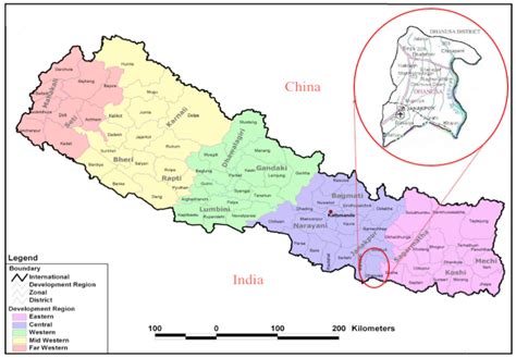 Map Of Nepal Showing Dhanusha District Research Site