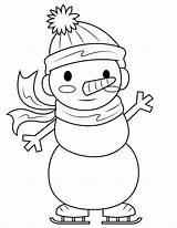 Snowman Coloring Skating Pages Pdf sketch template