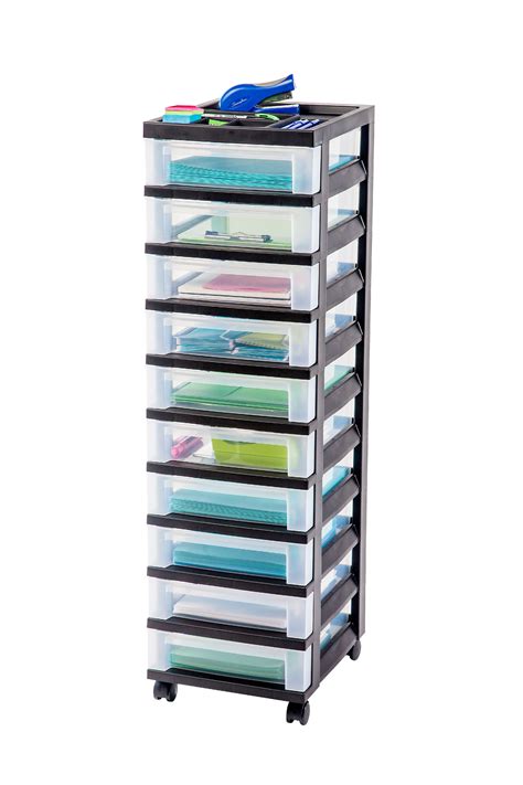 iris  drawer rolling storage cart  organizer top black walmartcom
