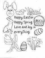 Easter Coloring Happy Pages Kids Saying sketch template