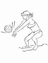 Volleyball Girl Coloring Set sketch template