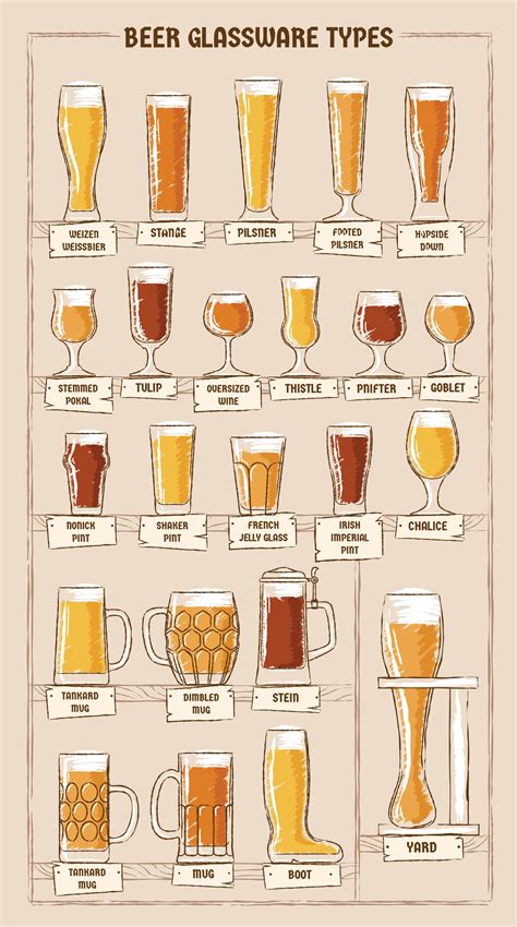 Beer Glass And Mug Types And Charts Beer Glass Types Beer Types