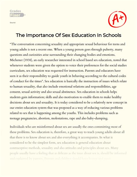the importance of sex education in schools [essay example] 1532 words