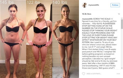 my sweat life blogger kelsey wells posts photo showing that the scale