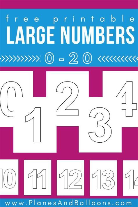 large printable numbers    simple number activities learning