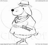 Outlined Trench Investigator Coat Dog Illustration Royalty Clipart Djart Vector Dennis Cox Background sketch template
