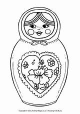 Matryoshka Colouring Doll Russia Activityvillage Nesting Matroschka Ausmalen sketch template