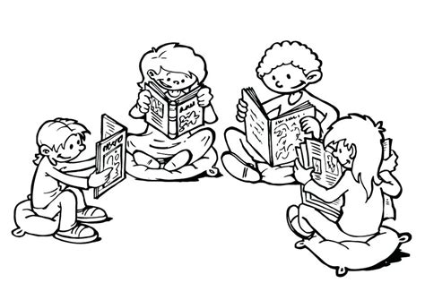 coloring pages  children reading  getdrawings