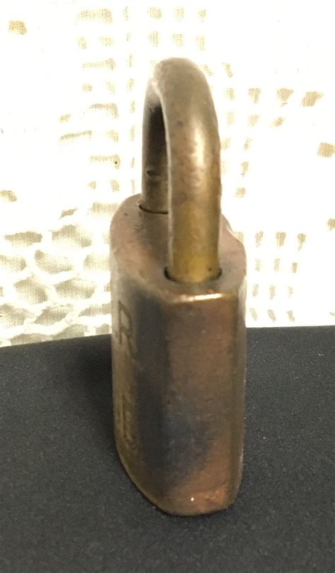 antique vintage corbin brass padlock prr mpd  key