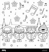 Carols Singing Singen Natale Carol Cantano Weihnachtslieder Colorare Coro Choir Gruppe Canti Abbildung Kindern Canzoni Färbung Natalizi Sheets St3 Outlined sketch template