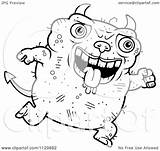 Ugly Devil Jumping Outlined Clipart Cartoon Coloring Vector Cory Thoman Royalty sketch template