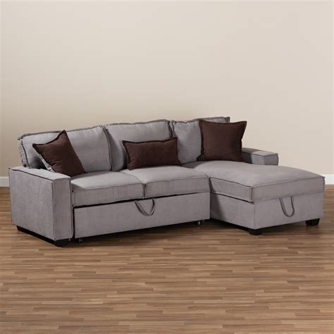 emile modern  facing chaise storage sectional sleeper sofa  pull  bed ebay