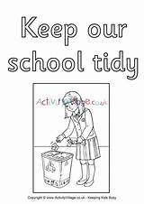 School Colouring Tidy Keep Poster Posters Rules Classroom Pages Clean Kids Litter Colour Activity Activityvillage Children Village Explore Bin Choose sketch template