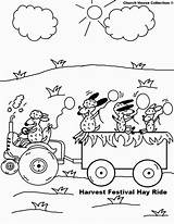 Coloring Fall Festival Hay Pages Harvest Ride Church Printable Colouring Kids Sheets Sunday School Thanksgiving Tractor Color Churchhousecollection Sheep Hayride sketch template