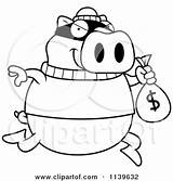 Pig Clipart Bank Robbing Cartoon Coloring Cory Thoman Stealing Money Vector Outlined Royalty 2021 sketch template
