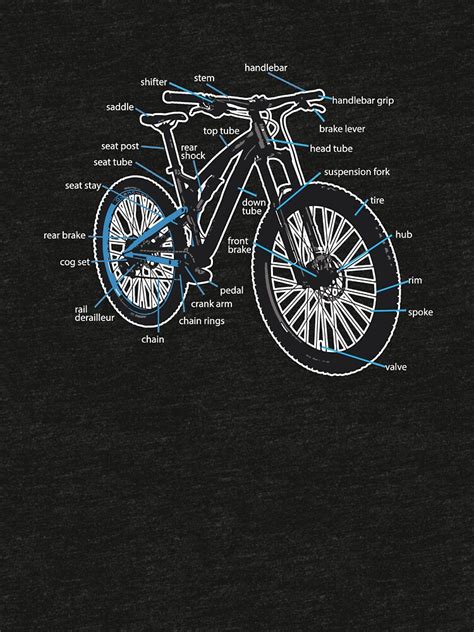 bike diagram parts   mountain bikes  shirt  printedkicks redbubble