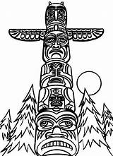 Totem Pole Coloring Native American Poles Drawing Pages Eagle Outline Wolf Clipart Cartoon Cliparts Tattoo Template Beaver Line Kids Tribal sketch template