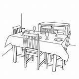 Dining Room Coloring Clipart Pages Kids Table House Colouring Comedor Para Colorear Drawing Houses Empty Print Color Rooms Gif Set sketch template