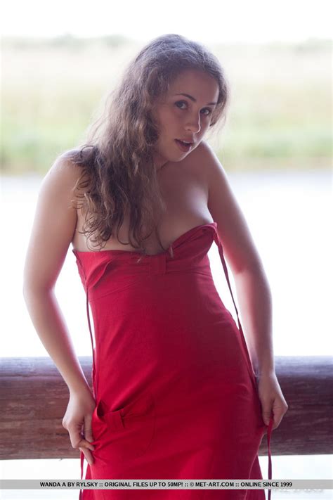 cute brunette teen in a sexy red dress wanda spreads her hairy pussy