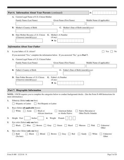 N 400 Application Form Printable