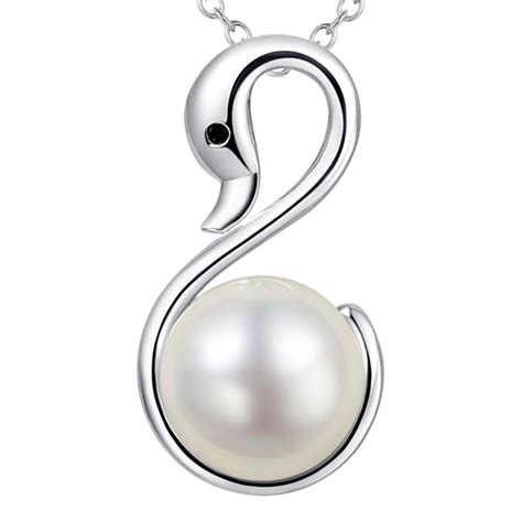 sterling silver pearl swan necklace azbrocom dijes accesorios arcilla metalica