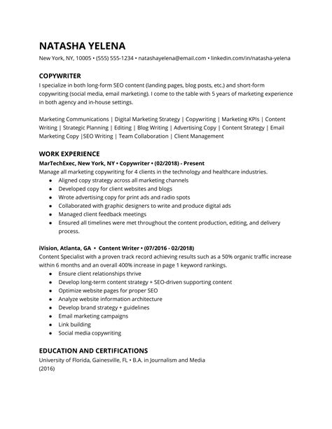 writer resume examples skills  keywords jobscan