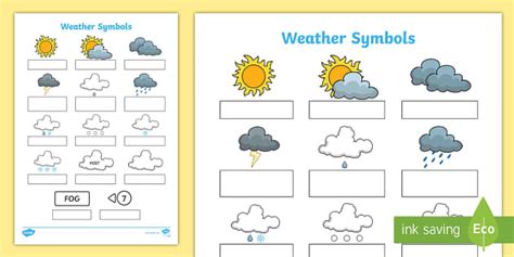 weather symbols worksheet primary resources teacher