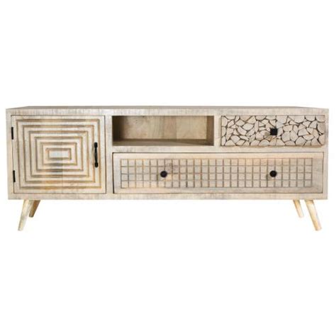 meuble tv en bois dacacia avec  tiroirs   placard sahouri  suisses