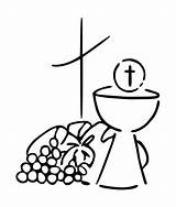 Kelch Brot Wein Stempel Kommunion Hostie Calice Communion Malvorlage Einladung Croix sketch template